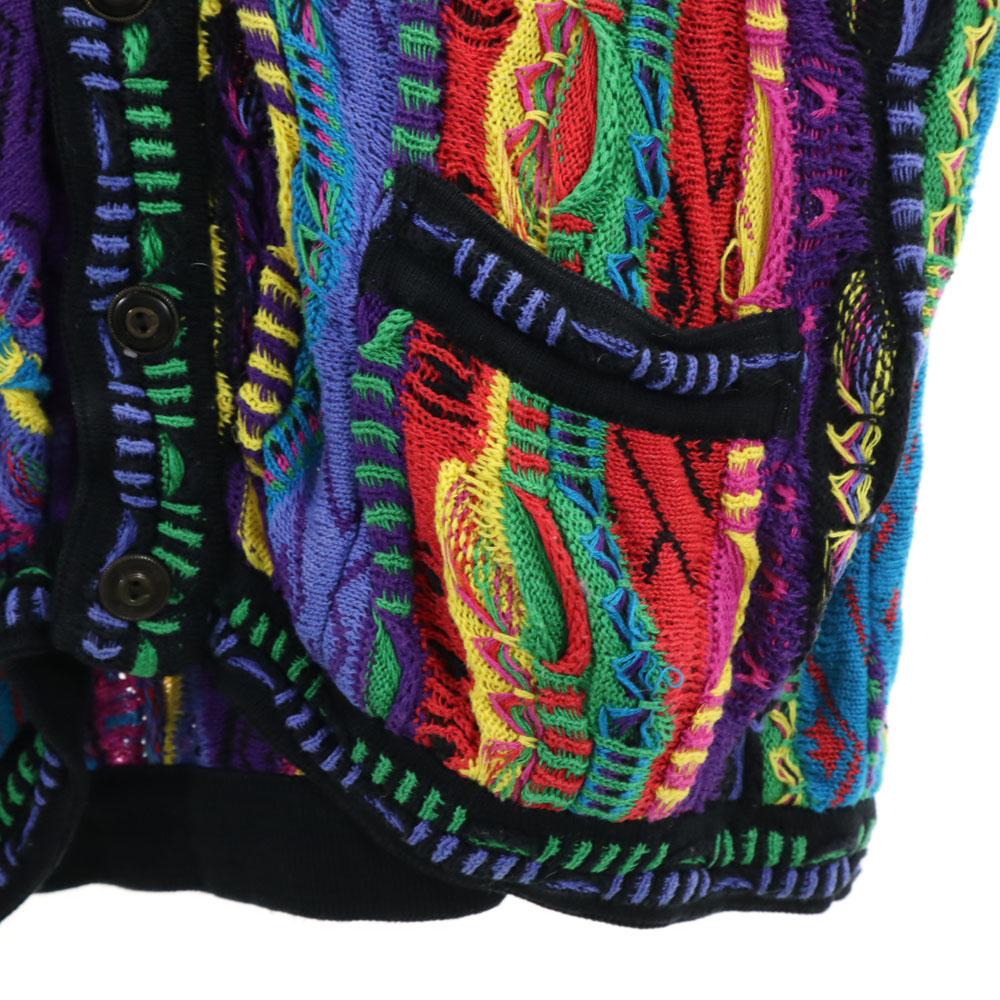Coogi 90. léta Australské výroby Starý Pánský použitý kardigan s dlouhým rukávem do V z 3D bavlněné pleteniny