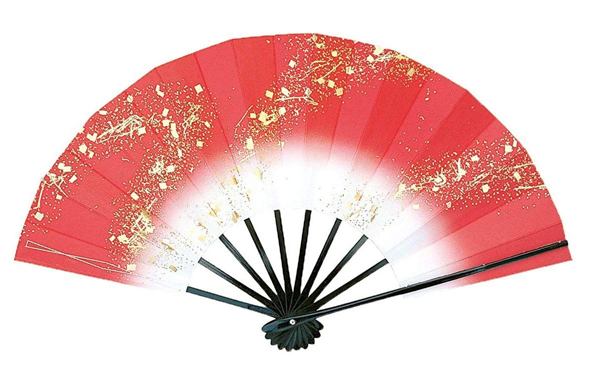 

Dance Fan Flowing Water Black Lacquered Fan for Dancing Ai (Love), 1200-1529, Design, Gradient, 9.5 inches, Bone, Box, (Red)
