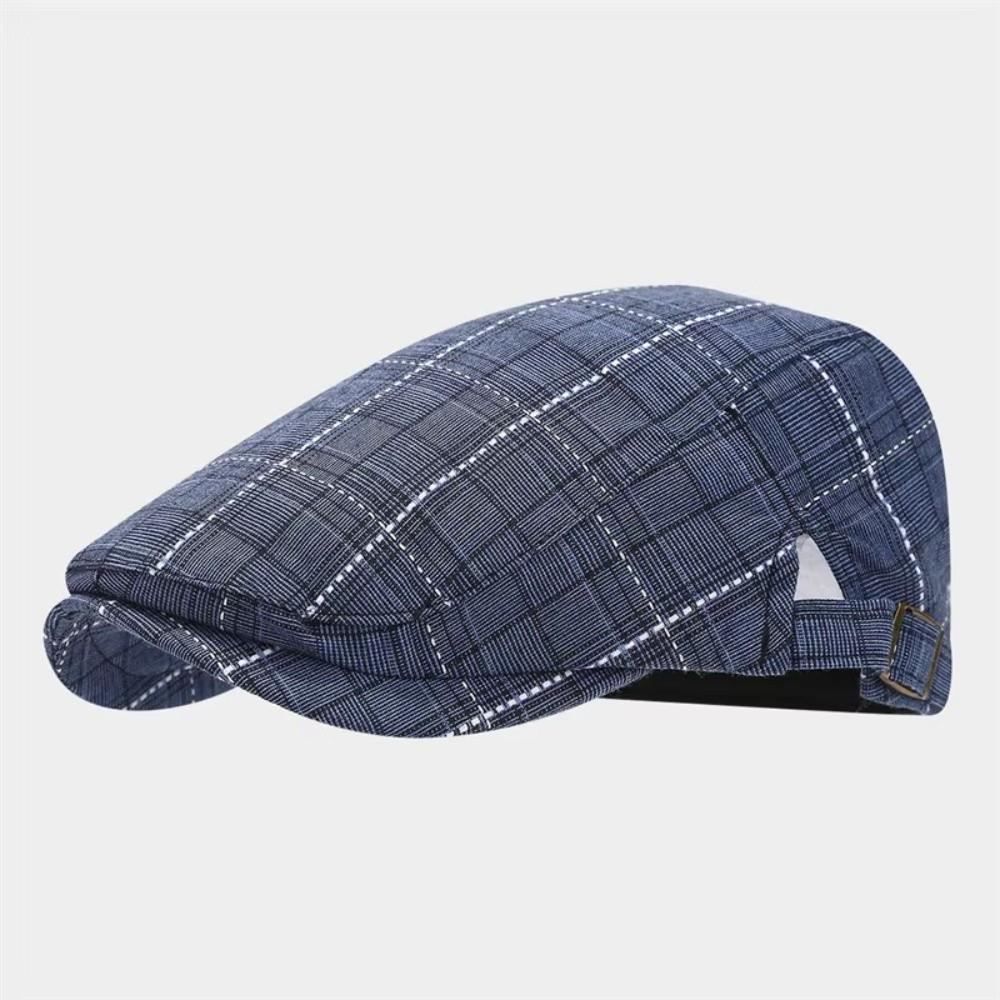 Fashion Spring Summer Newsboy Caps Geometric Print Cotton Flat Peaked Cap Adjustable Casual Painter Beret Hats Men Women