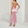 Women's Fashionable Solid Color Chest Hugging And Backless Sexy  Dress