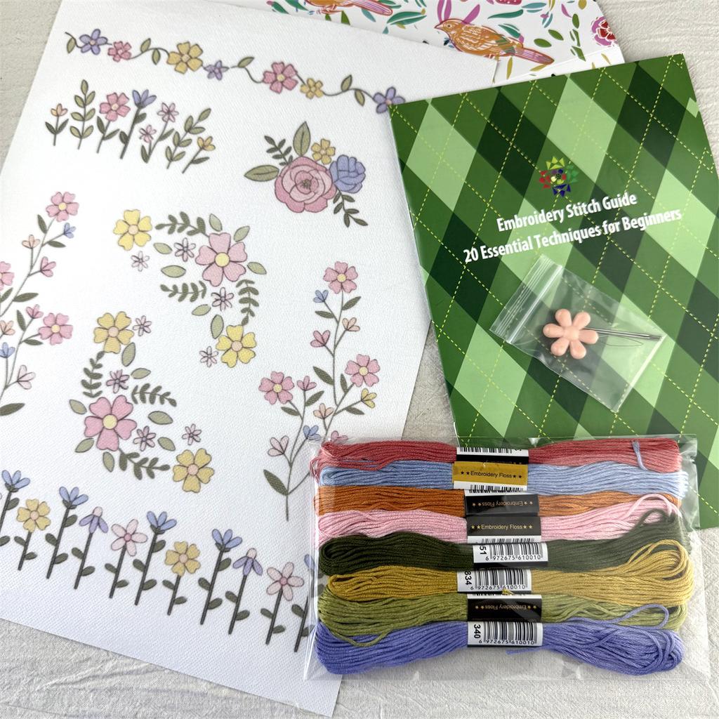 Sticky Water Soluble Embroidery Stabilizer Flowers Transfer Paper Hand-Stitch Needlework Repair Clothes with Sewing Thread