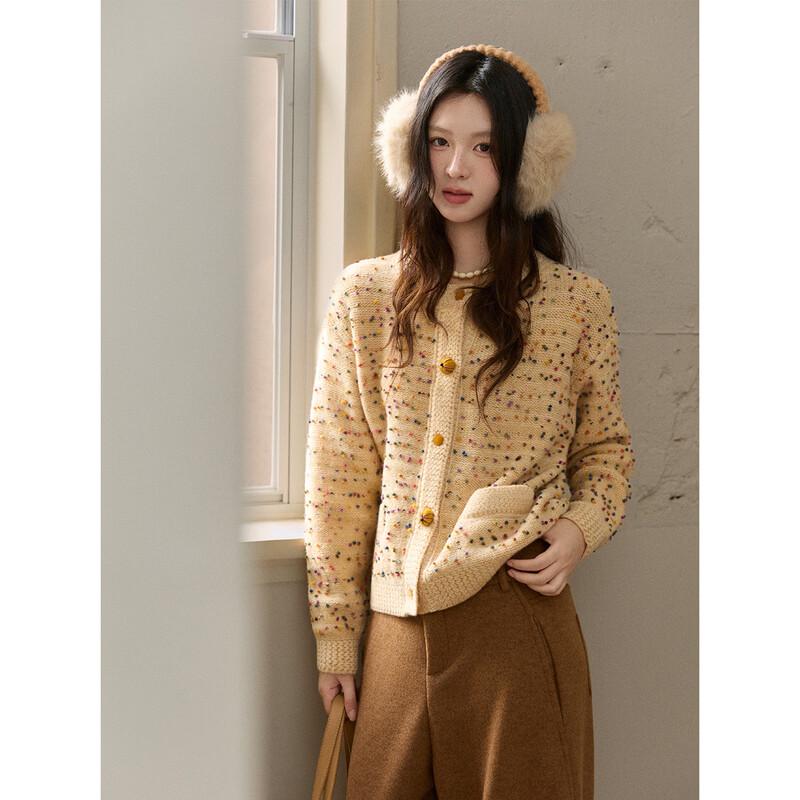Women s Vintage Polka Dot Knit Cardigan S