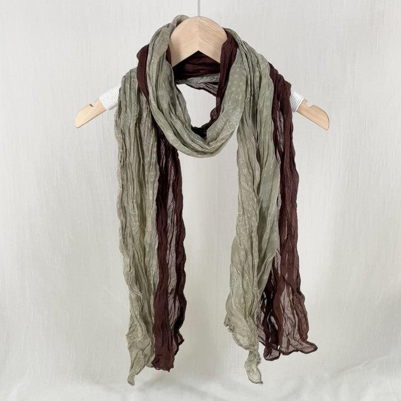 Retro Ethnischer Stil Warmer Kälteschutz Schal Damen Geknitterter Seidenschal Langer Faltenverlauf Farbverlauf Schal Mode Kopftuch Geschenke