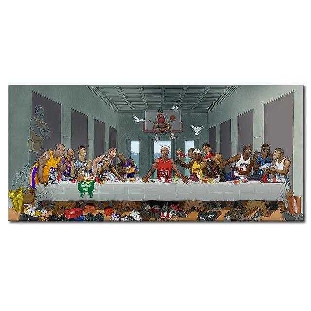 

Креативные постеры с принтами «Тайная вечеря», баскетбольная звезда, холст, картина, HD печать, украшение для дома, настенные панно, декор для гостиной, без рамки 20*40cm