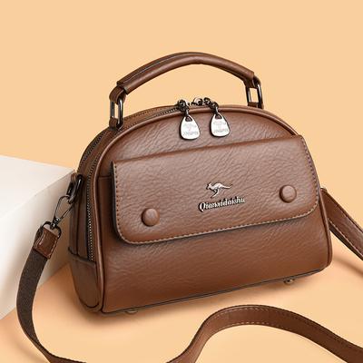 Borsa a tracolla in morbida pelle con texture, semplice e alla moda, borsa per la mamma, borsa portatile multistrato di alta qualità.