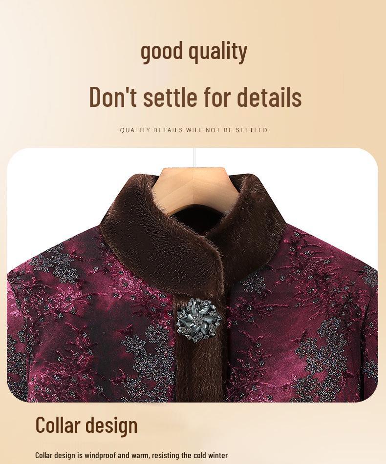Winter Cotton Outerwear for Middle-Aged & Elderly Women: Grandma's Coat, Seniors' Jacket, Mom's Fleece-Enhanced Suit, Perfect for Autumn & Winter.