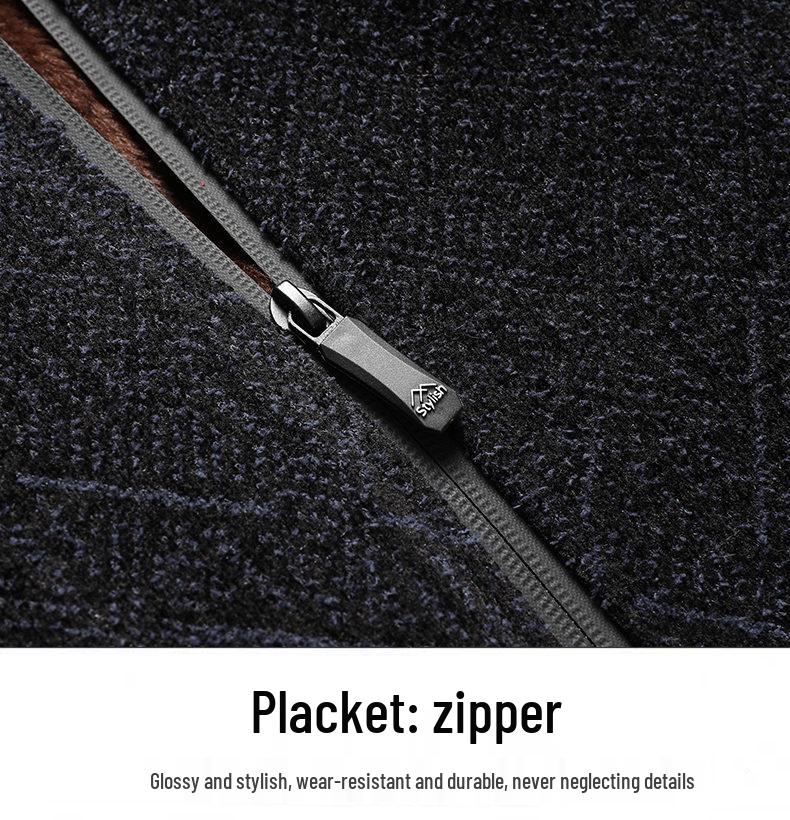 Men's Winter Fleece-Lined Corduroy Jacket with Shearling Collar - Warm Casual Coat for Middle-Aged and Older Men