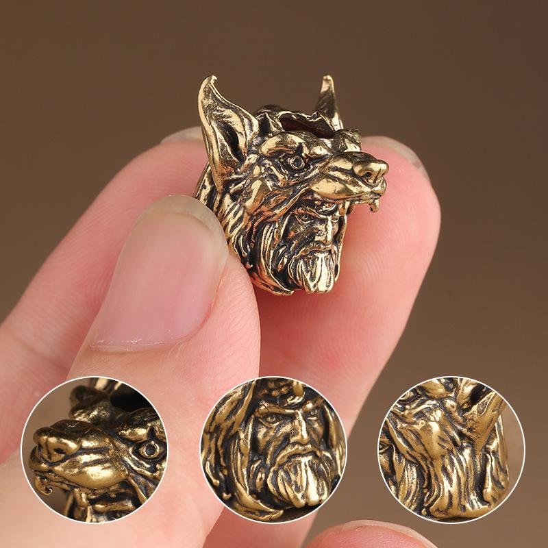 Brass Viking Head Bead Pendant Keychain Accessory DIY Crafting Supplies Metal Charm for Jewelry Making and Decoration