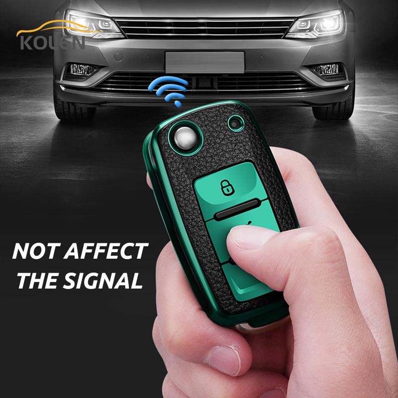 Leather TPU Car Smart Key Cover Case For Volkswagen VW Tiguan Polo Golf MK5 6 Passat Lavida Skoda Octavia Protector Shell Fob