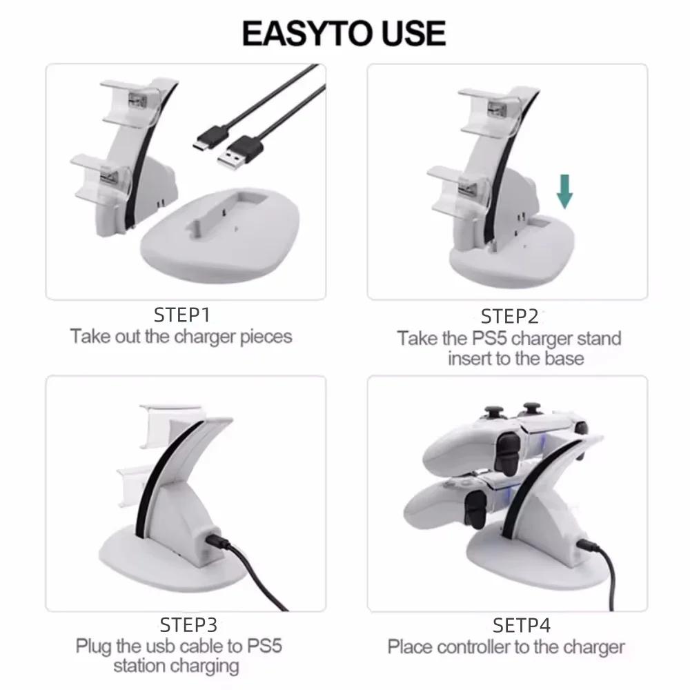 For PS5 Controller Type-C Dual Sense Charging Station Dual Charging Dock Charger Stand for PlayStation 5 Game Accessories