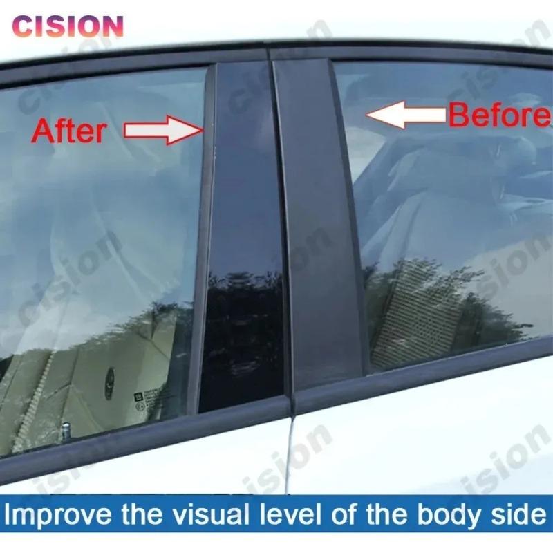 Glossy Black Car Door Window Center B C Pillars Post Middle Column Cover Trim Mirror Effect Sticker For Honda Civic FD 2006-2011