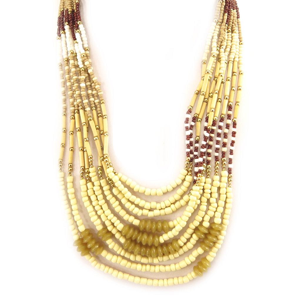 Les Trésors De Lily [L5254] - Designer Necklace 'Kilimanjaro' Golden Beige