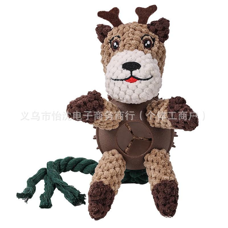 Christmas Dog Chew Toy With Treat Dispensing Scenting Function Durable Rope Knot Design Teeth Cleaning Anxiety Relief