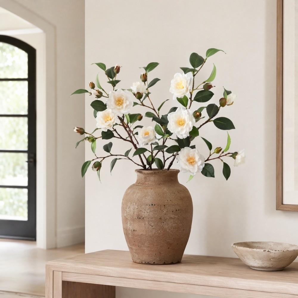 52cm Artificial Flower Branch Plastic Elegant Silk Camellia Flower Chinese Style Real Touch Fake Flowers Wedding Decor