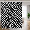 1Pc Black And White Seamless Zebra Hair Textured Shower Curtain, Machine Washable Polyester, Suitable For Bathroom Dcor.