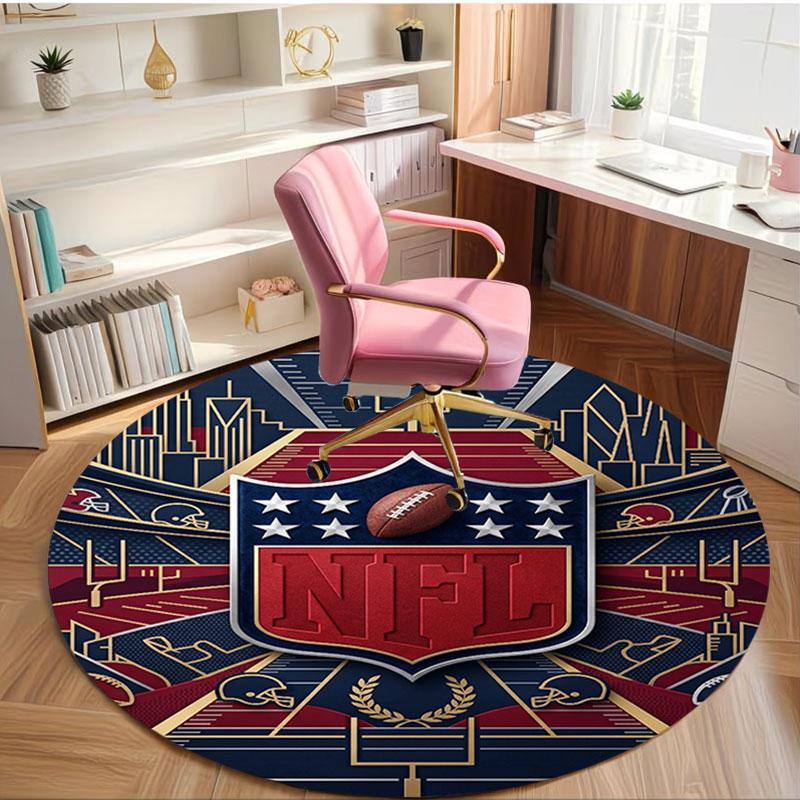 NFL Print Runder Teppich, Waschbarer Bodenläufer, Für Eingangsbereich Studentenwohnheim Waschküche Büro Arbeitszimmer, Heimdekoration Geburtstags-Weihnachtsgeschenk