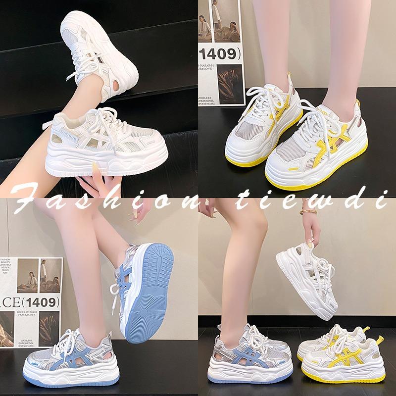 Thick-soled mesh white shoes women's summer new hollow breathable inner height increase casual board shoes net shoes muffin shoes