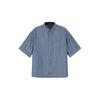 Solid Color Square Neck Single-Breasted Short Sleeve Shirt Men Shirts Blue 6R1CA6-1DRLZ-0941