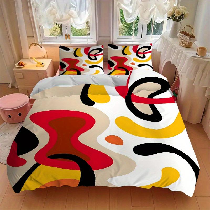 3pcs Abstract Art Print Bedding Set, Ideal for Home Use, Suitable for Bedroom Decor (1*Duvet Cover + 1/2*Pillowcases, No Core) Yy250821212