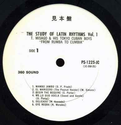 LP Schallplatte TADAAKI MISAGO, TOKYO CUBAN BOYS - Studie lateinamerikanischer Rhythmen Vol. 1 PS1225JCPROMO CBS 1965 Japan Latein Gebraucht