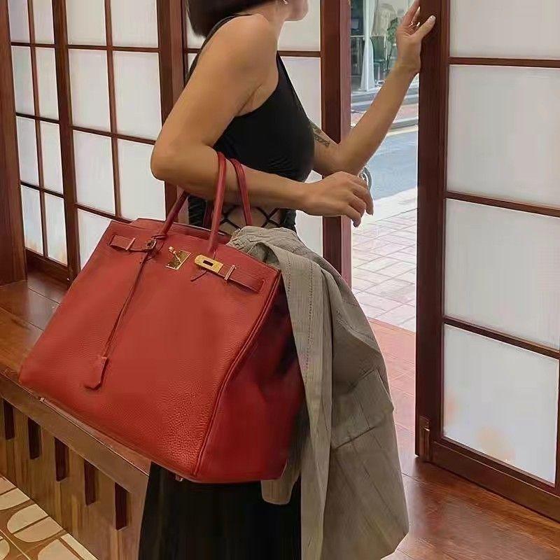 Yijinyuan Lychee Pattern Platinum Bag 35 Large Business Commuter Leather Large-capacity Luggage Travel