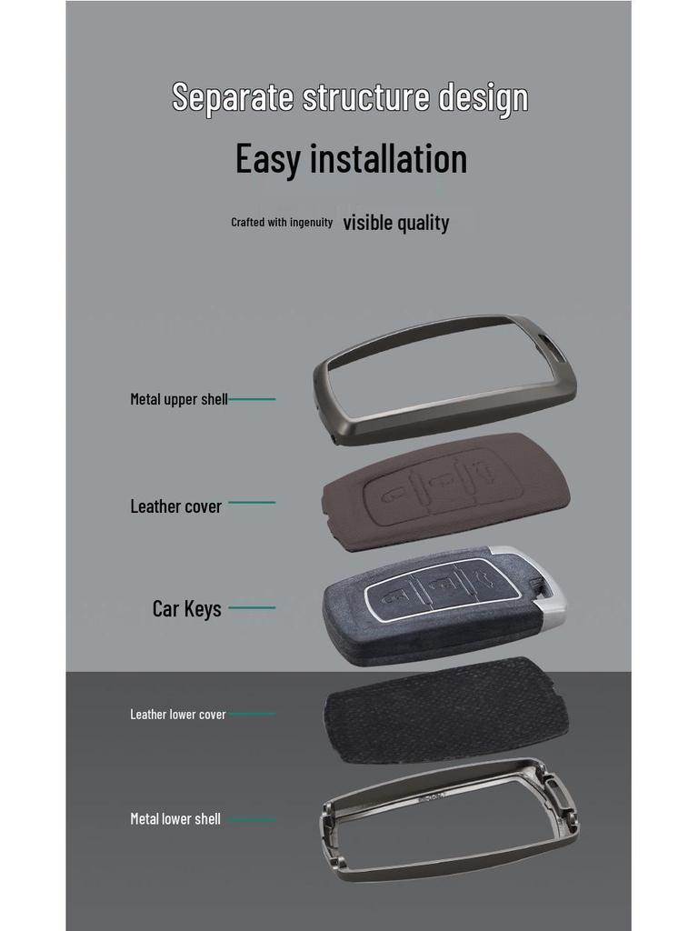 Car Remote Key Cover for Dongfeng Fengshen H30/S30 CROSS - Metal Business Style