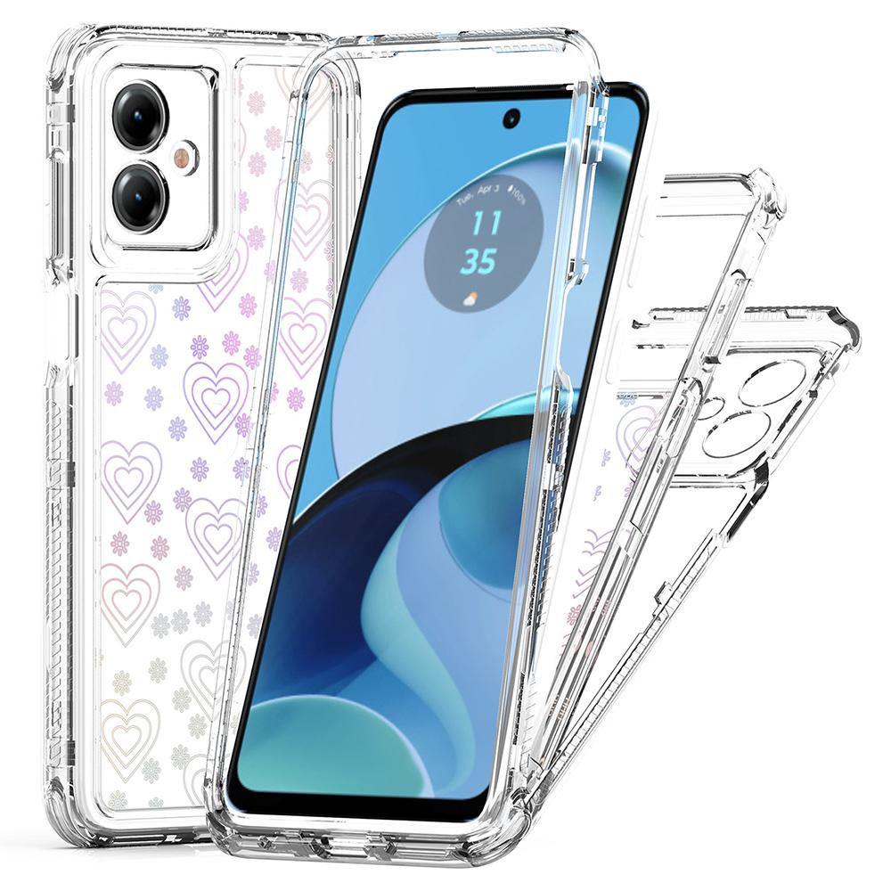For Motorola Moto G14 4G Case Precise Cutouts Acrylic TPU Clear Phone Cover with Laser-printed Film
