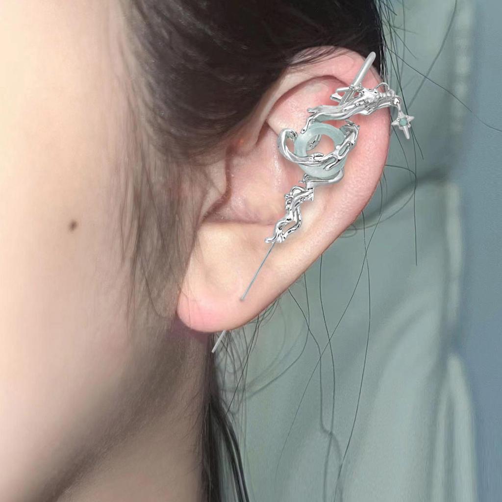 Жіночі сережки для пірсингу зі сплавом дракона, які демонструють унікальне поєднання сучасного китайського дизайну та солодких стилів
