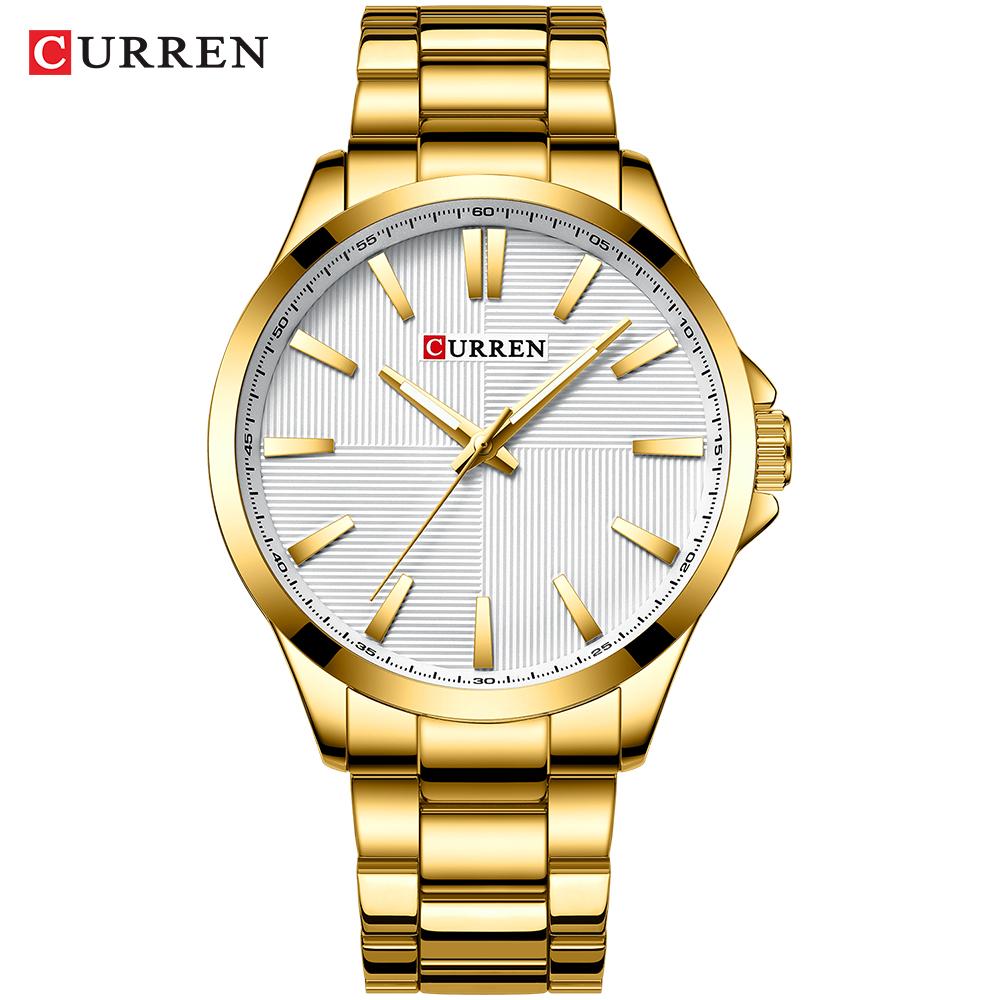 CURREN Mens Watches Top Brand Luxury Stainless Steel Band Watch for Men CURREN Wristwatch Fashion Business Quartz Clock Man Waterproof