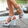 Ladies Shoes Summer Platform Buckle Strap Women's Open Toe Sandals Outdoor Metal Decoration Versatile Daily Party Heeled Sandals