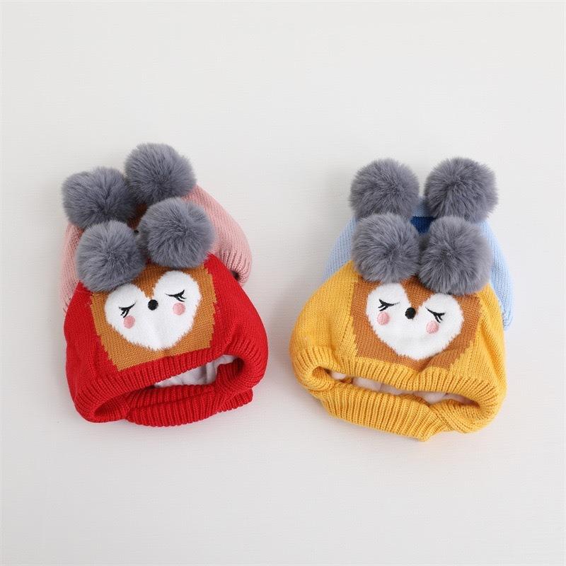 Children's hats Winter warm velvet ear caps Boys and girls snow caps Cute cartoon cold-proof baby knitted hats