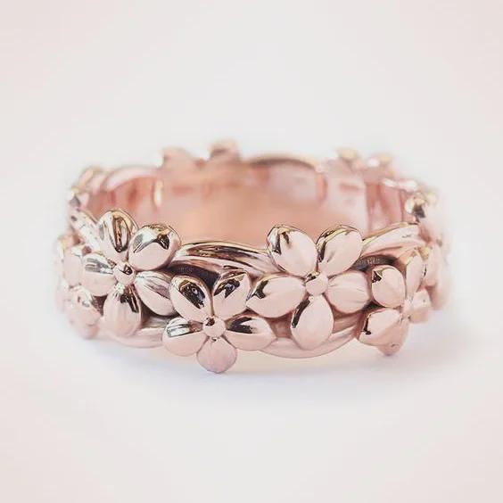 

14K Rose Gold Plated Plum Blossom Flower Ring Size 7