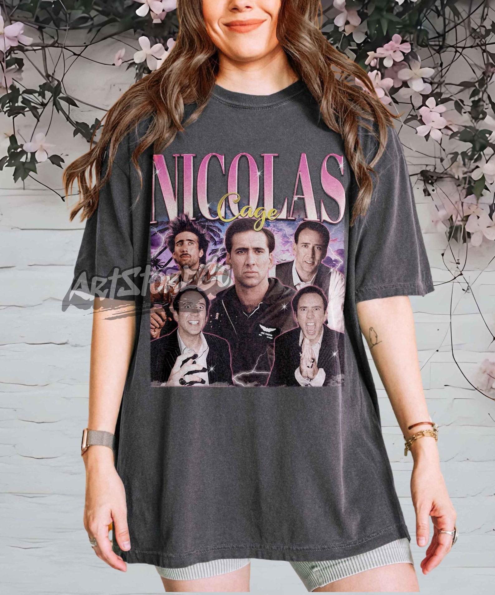 Nicolas Cage Collage Graphic Tee, Retro Movie Fan Apparel 2XL
