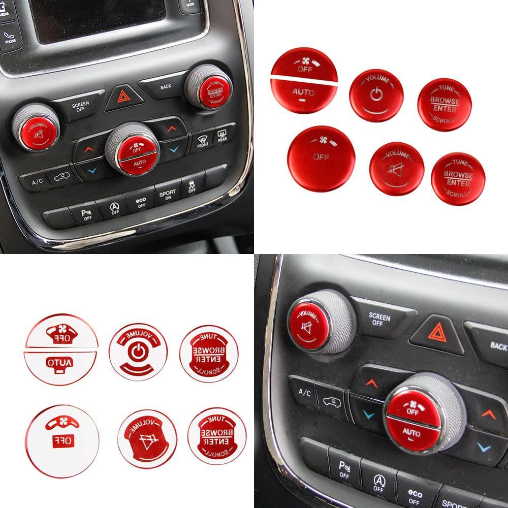 Aluminum Alloy Air Conditioner Switch CD Button Pervious Light Patch Cover for 14-20 Dodge Durango 15-22 Dodge Charger Challenger Chrysler 300 for
