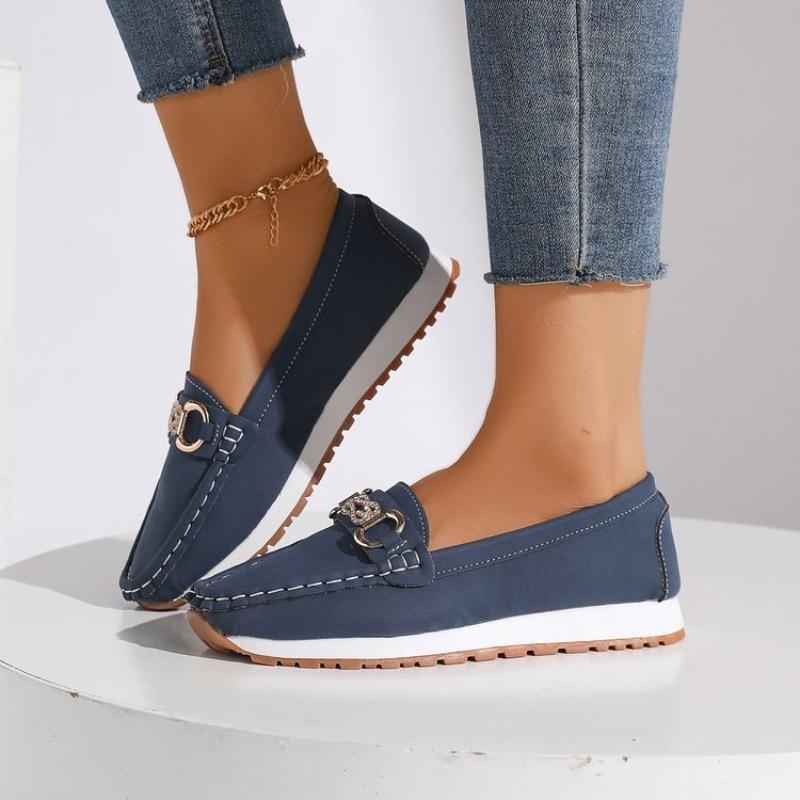 Plus-size Shoes, Single Shoes, Women's Shoes, New Metal Flat Thick-soled Shoes, Loafers