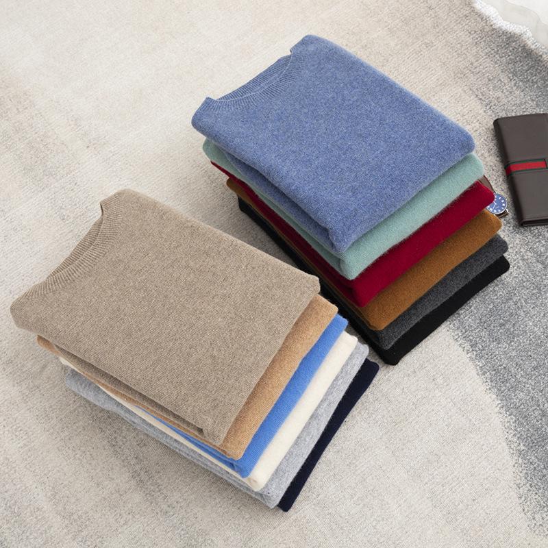 Pánský svetr s krátkým rukávem z kašmírové vlny na podzim a zimu