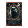Style Salem Sanctuary for Wayward Cats Metal Sign, Wall Hanging Decor, Rustic Tin Art with Ornate Frame & Moonlit Night Design