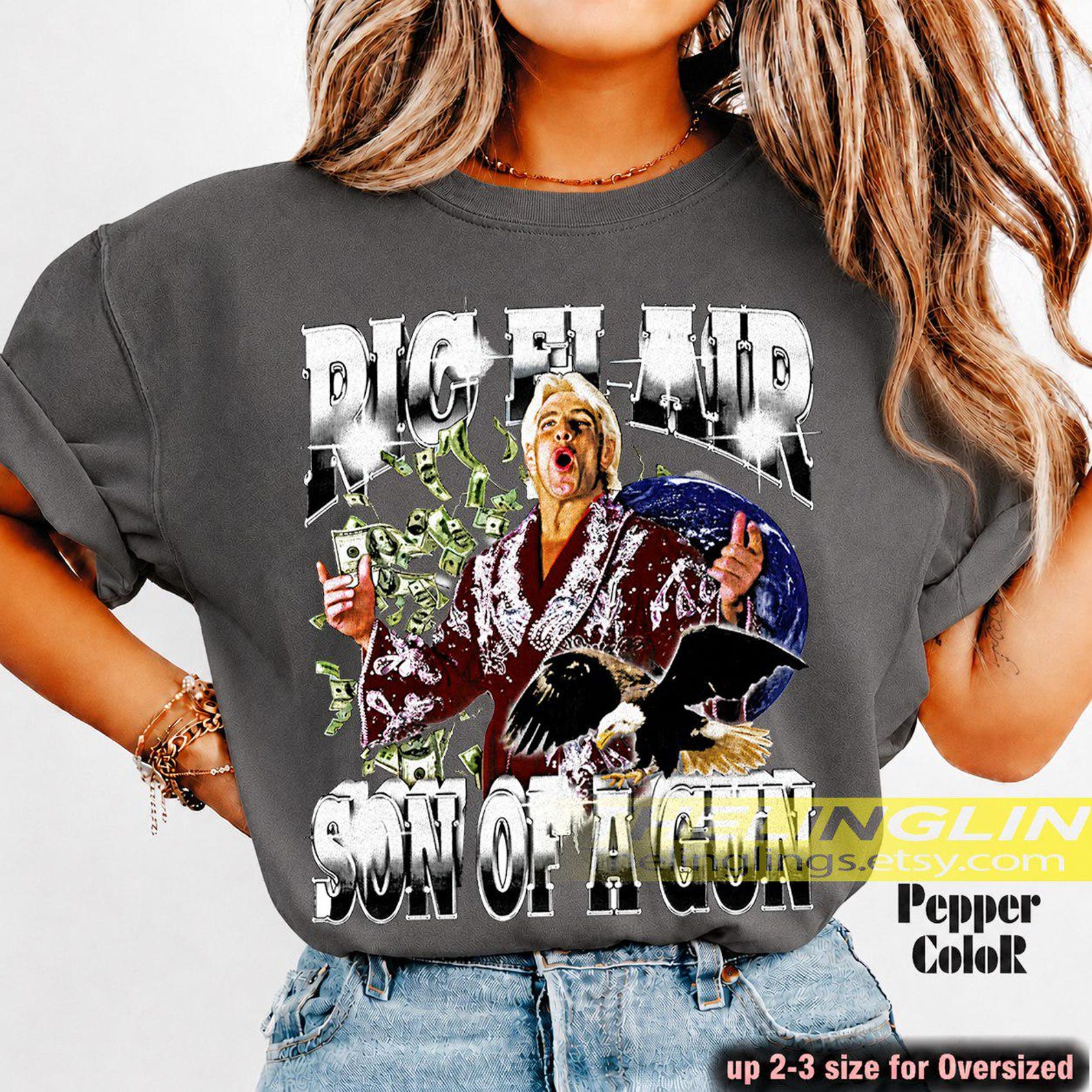 Ric Flair Son of A Gun Wrestler Unisex T-Shirt, Vintage Wrestling Tee, Classic Wrestler Shirt, Wrestling Fan Gift, Wrestling Apparel FD 4XL