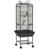 Parrot Cage with Wheels Perches Feeders Shelf and Removable Tray 62.5x62.5x146 Cm Dark Gray