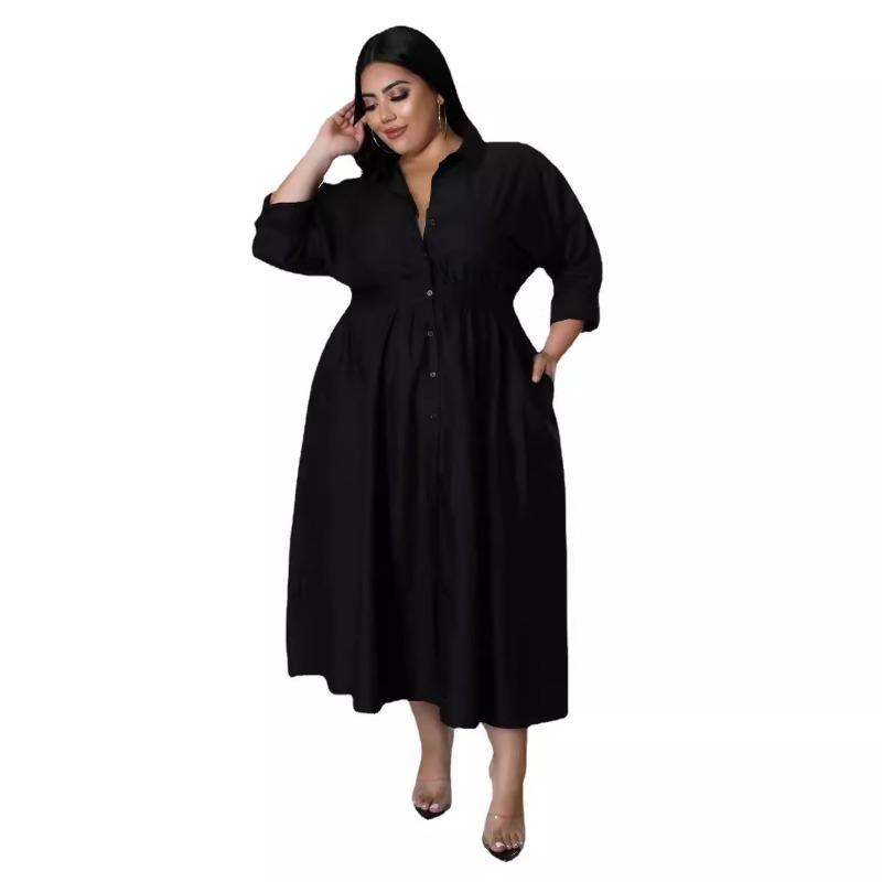 Платье-рубашка большого размера для женщин с длинным рукавом — фото 6