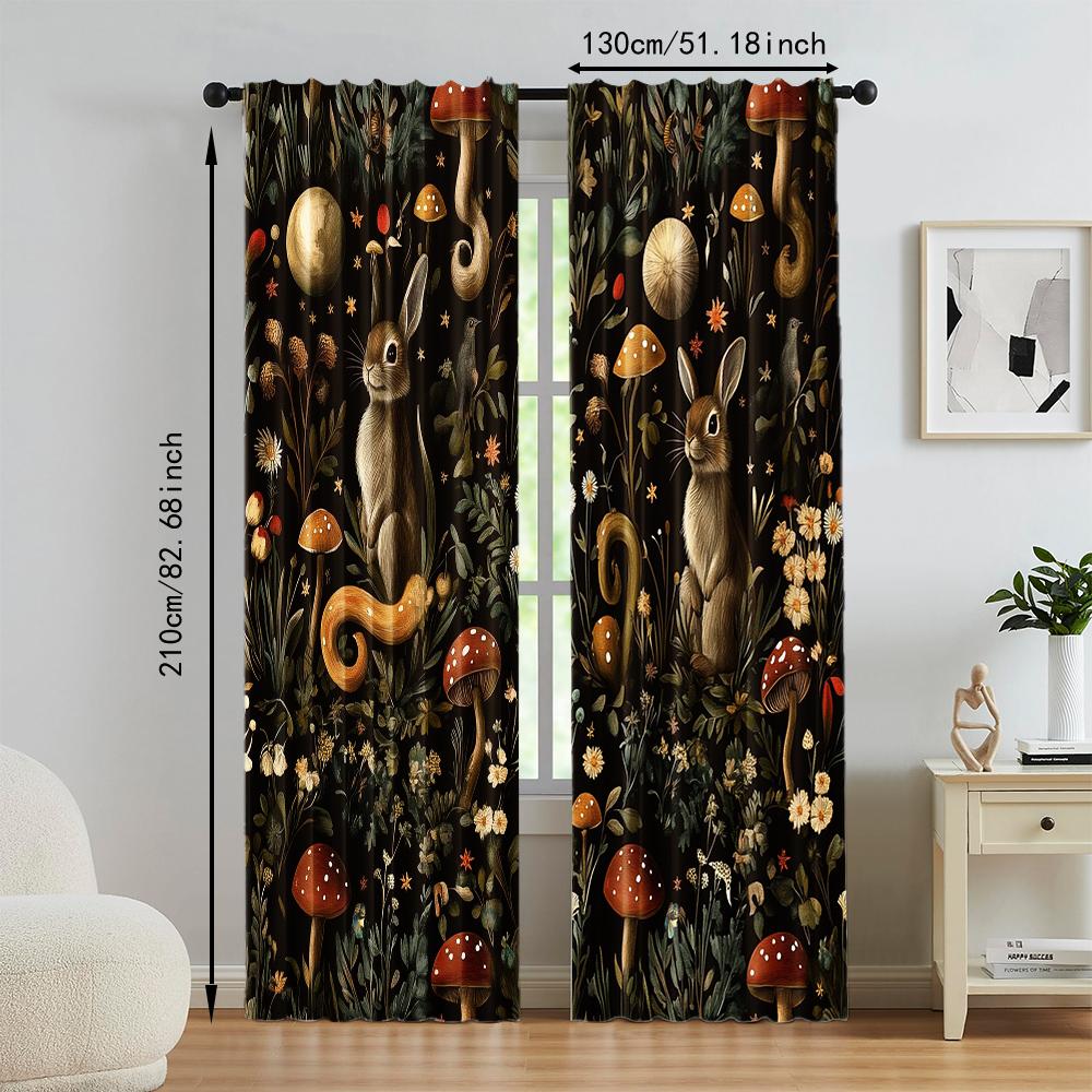 Set Of 2 Versatile Polyester Transparent Curtains Home Decoration Dark Flower Mural Use Bedrooms Living Rooms Made Area Window Treatment