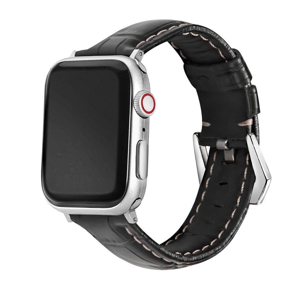 

Watch Strap for Apple Watch Series 10 42mm/9 8 7 41mm/SE (2023) SE (2022) SE 6 5 4 40mm/3 2 1 38mm Genuine Leather Watch Band Silver Buckle Bracelet Matte Brwon