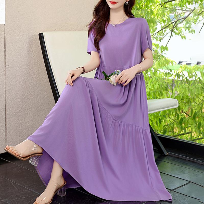 Elegant Dresses Woman Casual Short Sleeve Long Dresses Summer Plus Size Women's Clothing