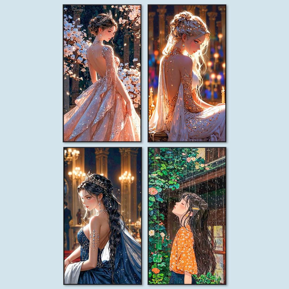 5D DIY Full Round Drill Partial AB Diamond Painting Elegant Girl Kit Art Decor