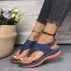 Thone-Keilsandalen für Damen, einfarbige Slingback-Schuhe mit offenem Zehenbereich und Knöchelschnalle, lässige Retro-Schuhe