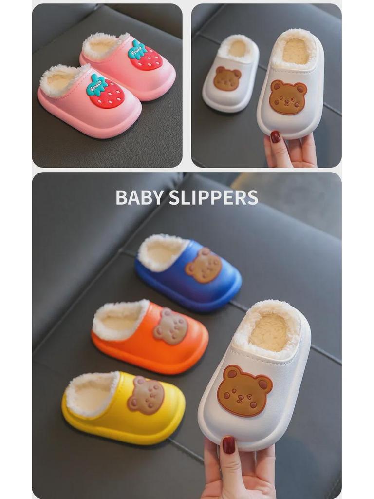 Mädchen Baumwollpantoffeln - Wasserdicht, Rutschfest, Felliges Cartoon-Design für Herbst/Winter