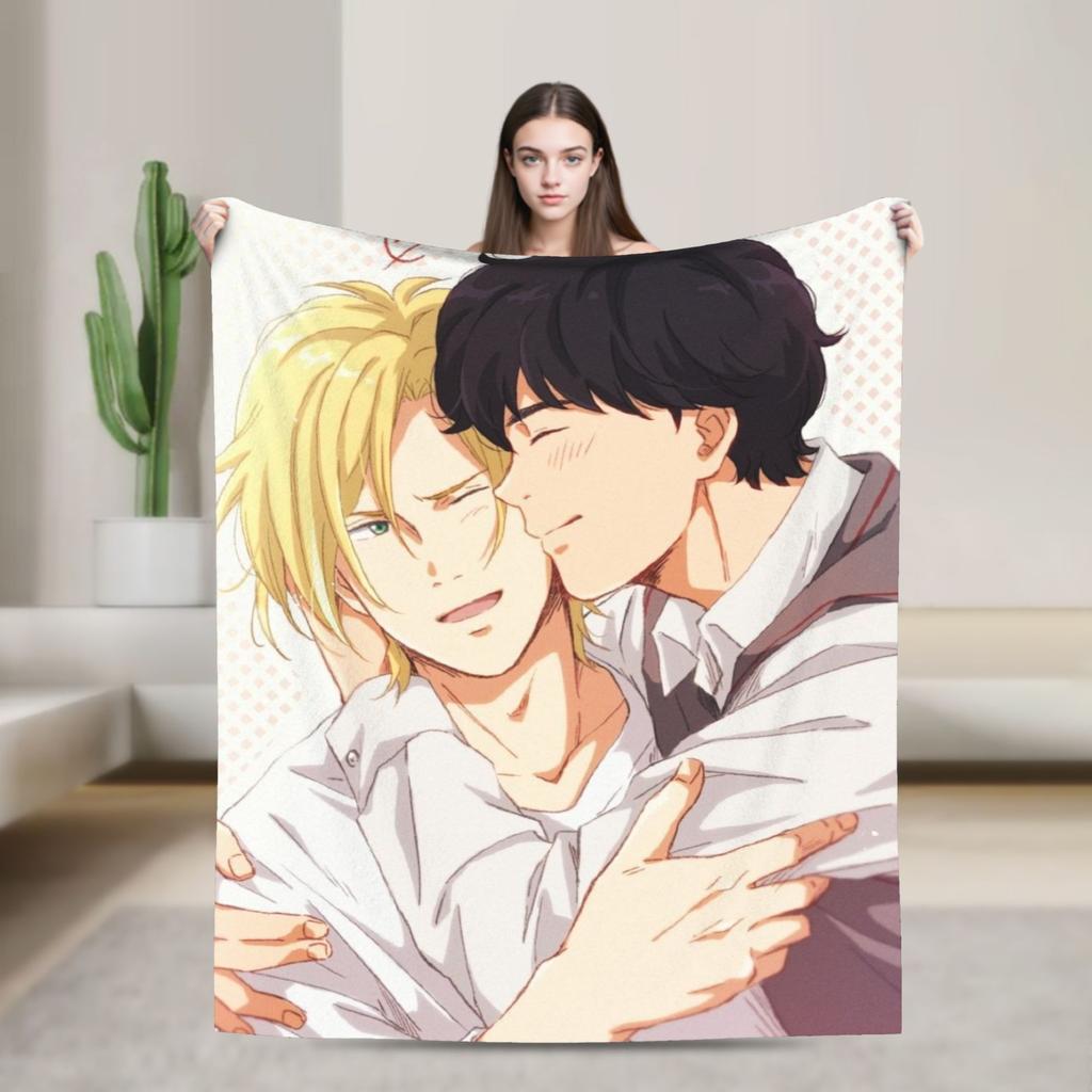 Banana Fish Anime Merch Blanket Warm Cozy Fluffy  Throw Blankets for Sofa 50x60 Inches Multi-size Bedspread