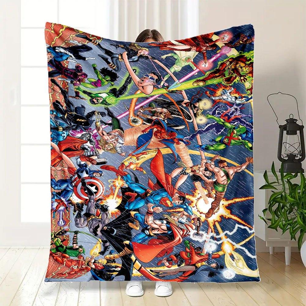 Marvel vs DC: Epic Heroes Battle Comic Book PosterBlanket Flannel Throw Blanket for Sofa, Bed, Travel, Camping, Office, Couch, Chair
