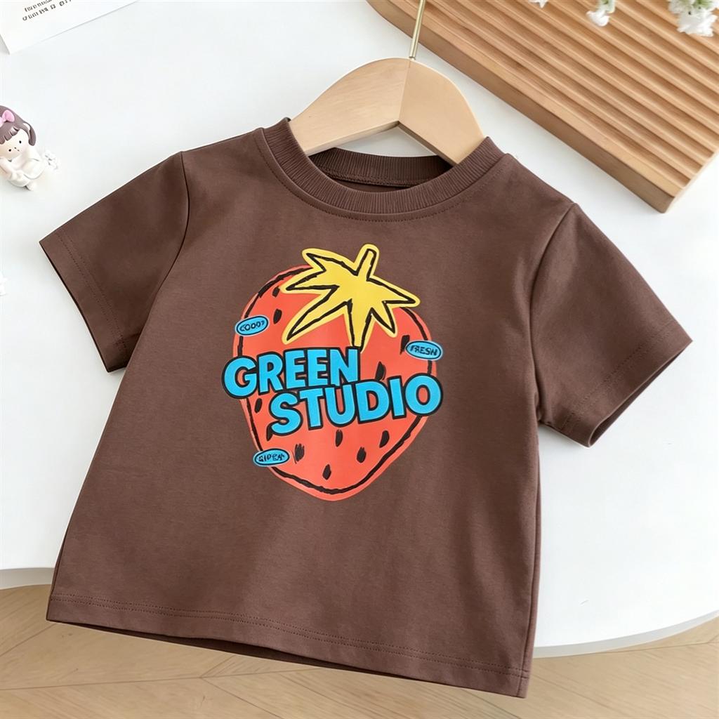 Kids Short-sleeved Tops Outer Wear Toddler Cartoon Printed T Shirt Summer Clothing Toddler Lovely Cotton Round Neck Base Shirt