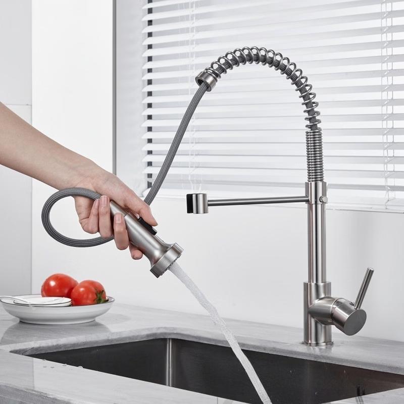 304 Stainless Steel Spring Pull-Out Kitchen Faucet
